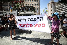 Demonstration In Jerusalem Demanding Ceasefire In Gaza And Return Of Israeli Hostages