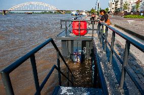 High Water Levels In Nijmegen, Netherlands.