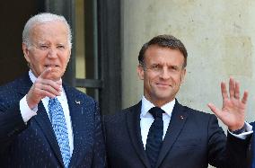 President Macron Welcomes President Biden At Elysee Palace - Paris