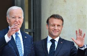 President Macron Welcomes President Biden At Elysee Palace - Paris