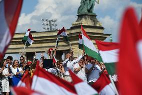 Protestors Gather In Budapest For The Call Of Peter Magyar, Leader Of The TISZA Party