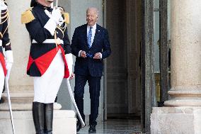 Joe Biden leaves the Presidential Elysee Palace - Paris