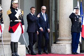 Joe Biden leaves the Presidential Elysee Palace - Paris