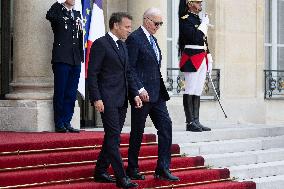 Joe Biden leaves the Presidential Elysee Palace - Paris