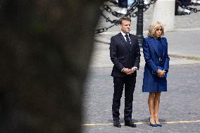 Joe Biden takes part in a Ceremony at the Arc de Triomphe - Paris