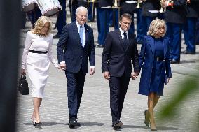 Joe Biden takes part in a Ceremony at the Arc de Triomphe - Paris
