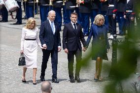 Joe Biden takes part in a Ceremony at the Arc de Triomphe - Paris