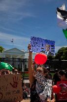 Pro-Palestinian Protesters Outside White House With 'red Line' Banner