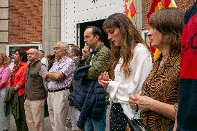 Far Right People Pray Against The Government In Madrid.