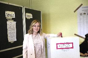 Giorgia Meloni Votes For The European Elections - Rome