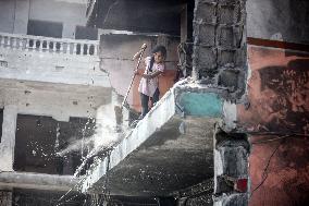Aftermath of Israeli Airstrike in Gaza, Palestine