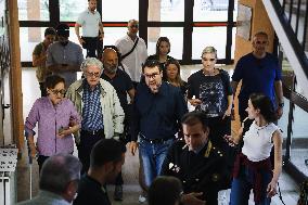 Matteo Salvini At The Polling Station To Vote For The 2024 European Parliament Election