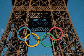 Olympic Rings On The Eiffel Tower