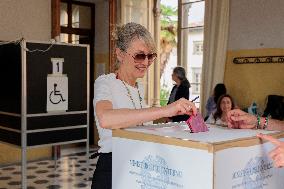 European Elections Voters At The Polling Stations In Pisa