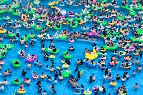 People Cooling Off in A Water Park in Nanjing,