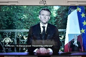 President Macron Delivers A Speech After Unveiling The European Elections Results