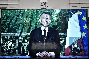 President Macron Delivers A Speech After Unveiling The European Elections Results