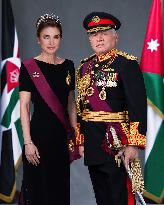 New Official Portrait Of King And Queen Of Jordan On 25 Years Of Their Crowning - Amman