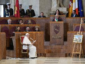 Pope Francis Visit To Capitoline Hill - Rome