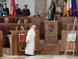 Pope Francis Visit To Capitoline Hill - Rome