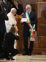 Pope Francis Visit To Capitoline Hill - Rome