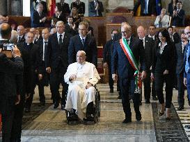 Pope Francis Visit To Capitoline Hill - Rome