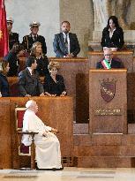 Pope Francis Visit To Capitoline Hill - Rome