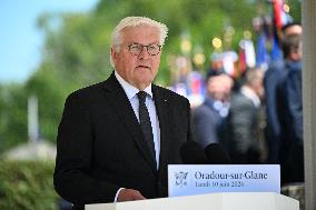 Macron And Steinmeier On Visit In Ouradour-Sur-Glane