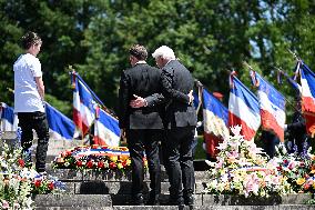 Macron And Steinmeier On Visit In Ouradour-Sur-Glane