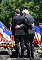 Macron And Steinmeier On Visit In Ouradour-Sur-Glane