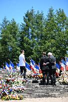 Macron And Steinmeier On Visit In Ouradour-Sur-Glane