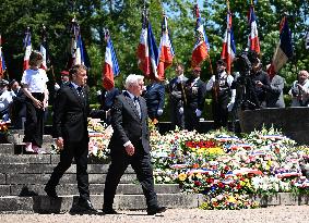 Macron And Steinmeier On Visit In Ouradour-Sur-Glane