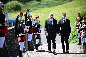 Macron And Steinmeier On Visit In Ouradour-Sur-Glane