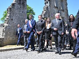 Macron And Steinmeier On Visit In Ouradour-Sur-Glane