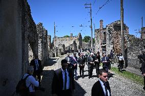 Macron And Steinmeier On Visit In Ouradour-Sur-Glane