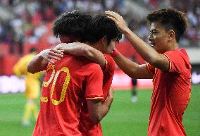 (SP)CHINA-SHAANXI-WEINAN-FOOTBALL-FRIENDLY MATCH-CHN VS KOR (CN)