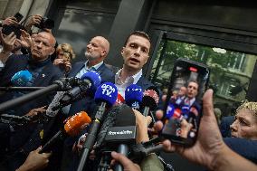 Marion Marechal arrives at the Rassemblement National headquarters in Paris FA