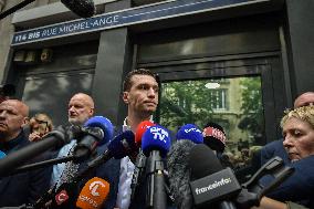 Marion Marechal arrives at the Rassemblement National headquarters in Paris FA