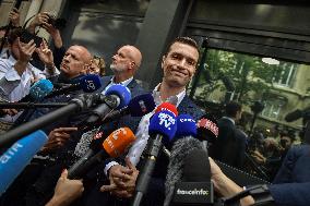 Marion Marechal arrives at the Rassemblement National headquarters in Paris FA