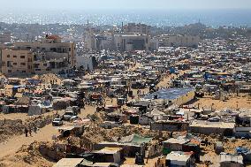 MIDEAST-GAZA-KHAN YOUNIS-DISPLACED PALESTINIANS-TEMPORARY SHELTER