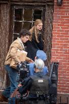 Timothee Chalamet And Elle Fanning On Set - NYC