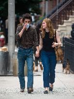 Timothee Chalamet And Elle Fanning On Set - NYC