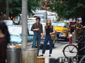 Timothee Chalamet And Elle Fanning On Set - NYC