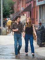 Timothee Chalamet And Elle Fanning On Set - NYC