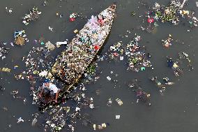 Sea Of ​​Garbage In The Citarum River, Bandung, Indonesia