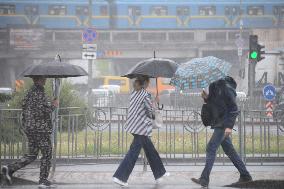 Heavy downpour in Kyiv
