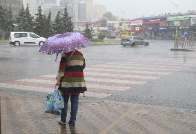 Heavy downpour in Kyiv