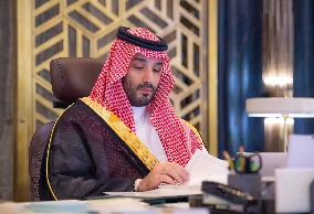 Saudi Arabia's Crown Prince Video Meeting With Japanese PM - Jeddah