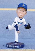 Baseball: Dodgers pitcher Yamamoto bobblehead doll