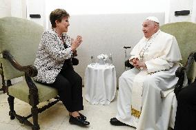 Pope Francis Meets Kristalina Georgieva (IMF) At G7 Summit - Italy